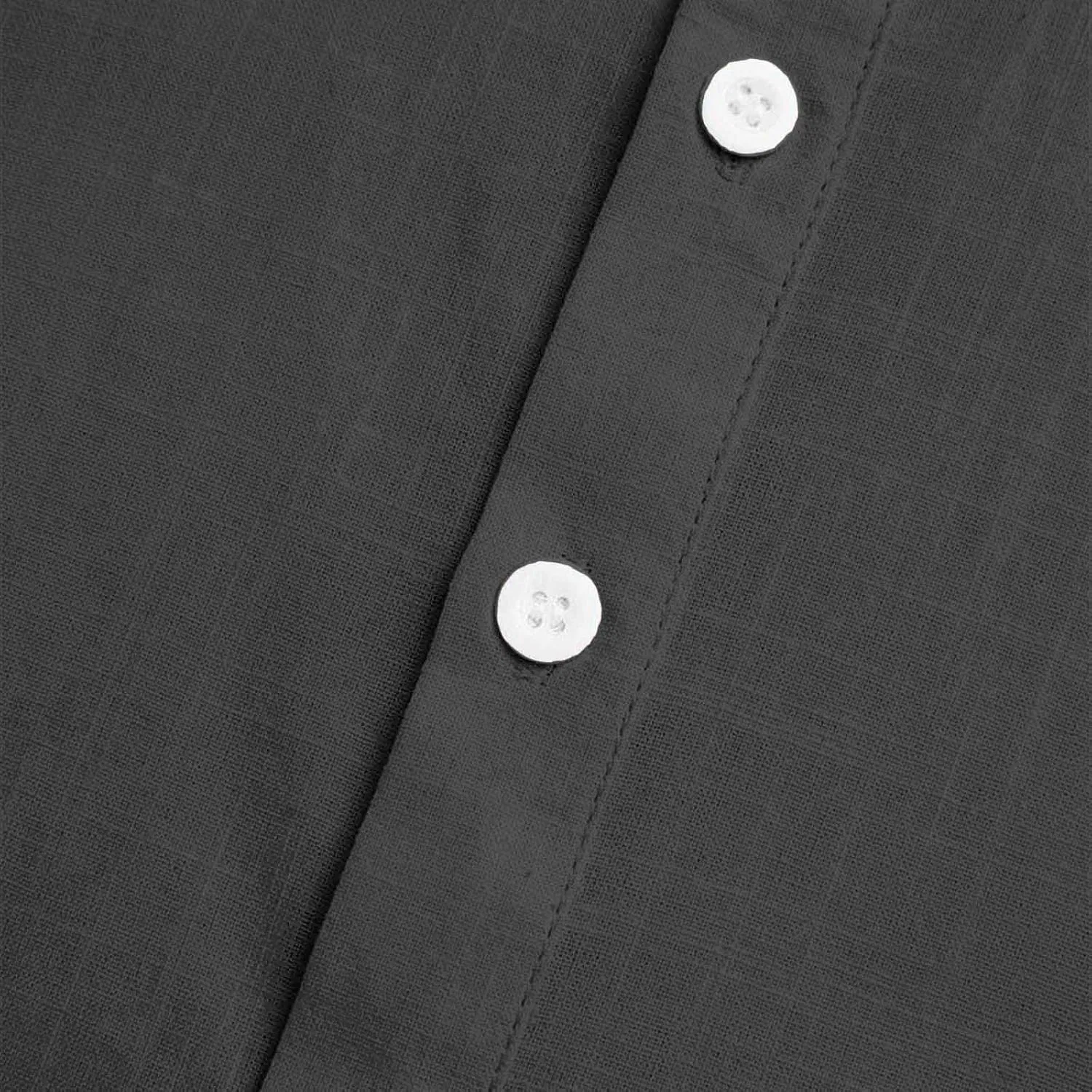 Мужская рубашка поло из хлопка и льна, с коротким рукавом, Black — фото 4