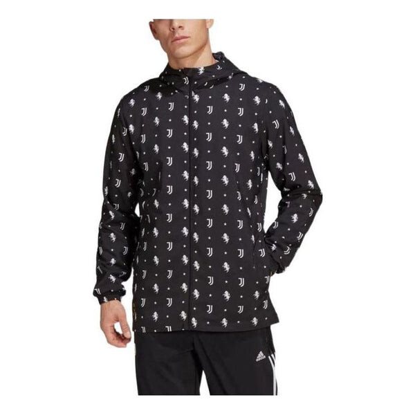 

Куртка Men's adidas SS22 Solid Color Logo Full Print Long Sleeves Hooded Jacket Black, черный