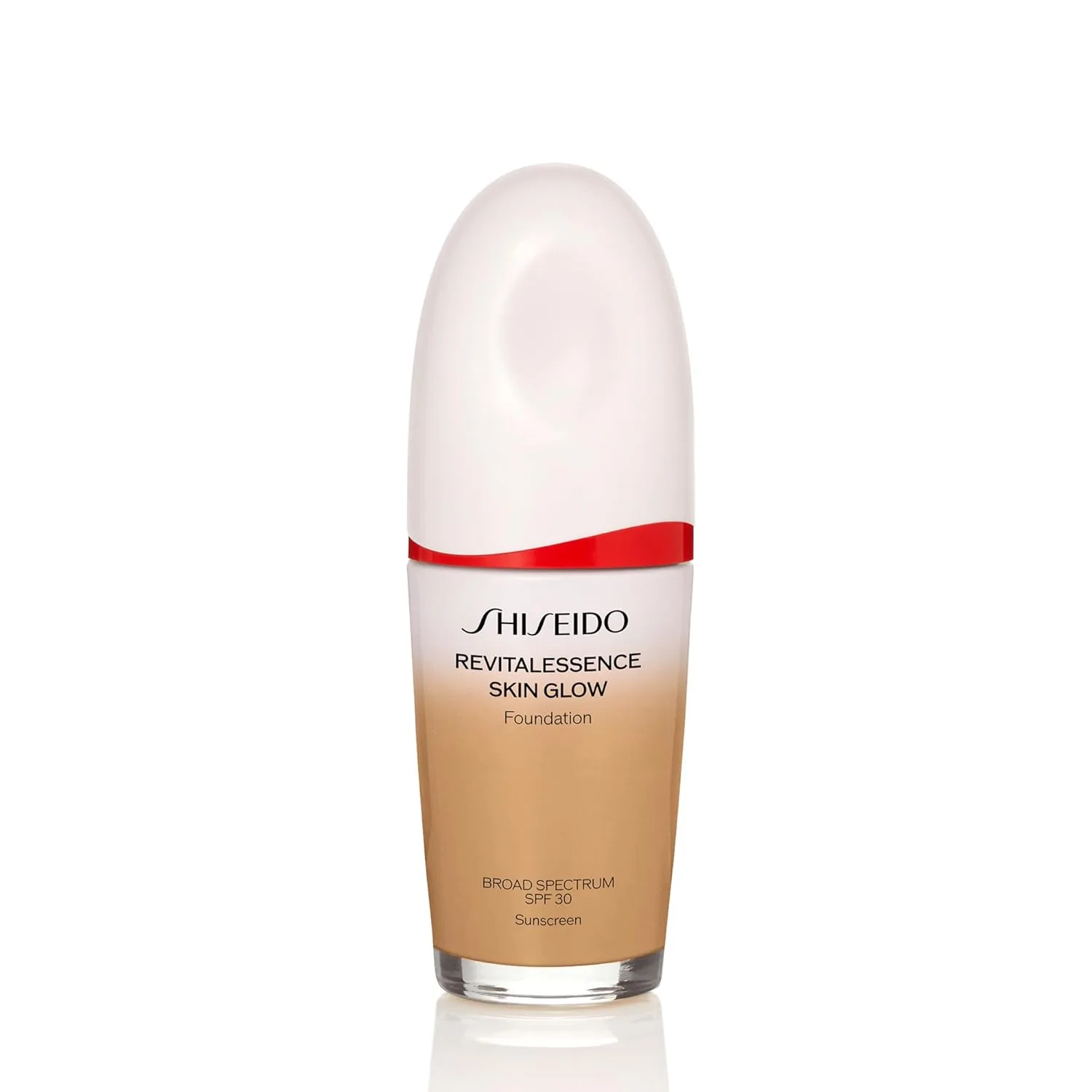 Shiseido RevitalEssence Skin Glow Foundation SPF 30, 350 Maple - тональный крем с наращиваемым средним покрытием, 24-часовая гидратация и 12-часовое ношение, устойчив к переносу, складкам и выцветанию, некомедогенный, для всех типов кожи
