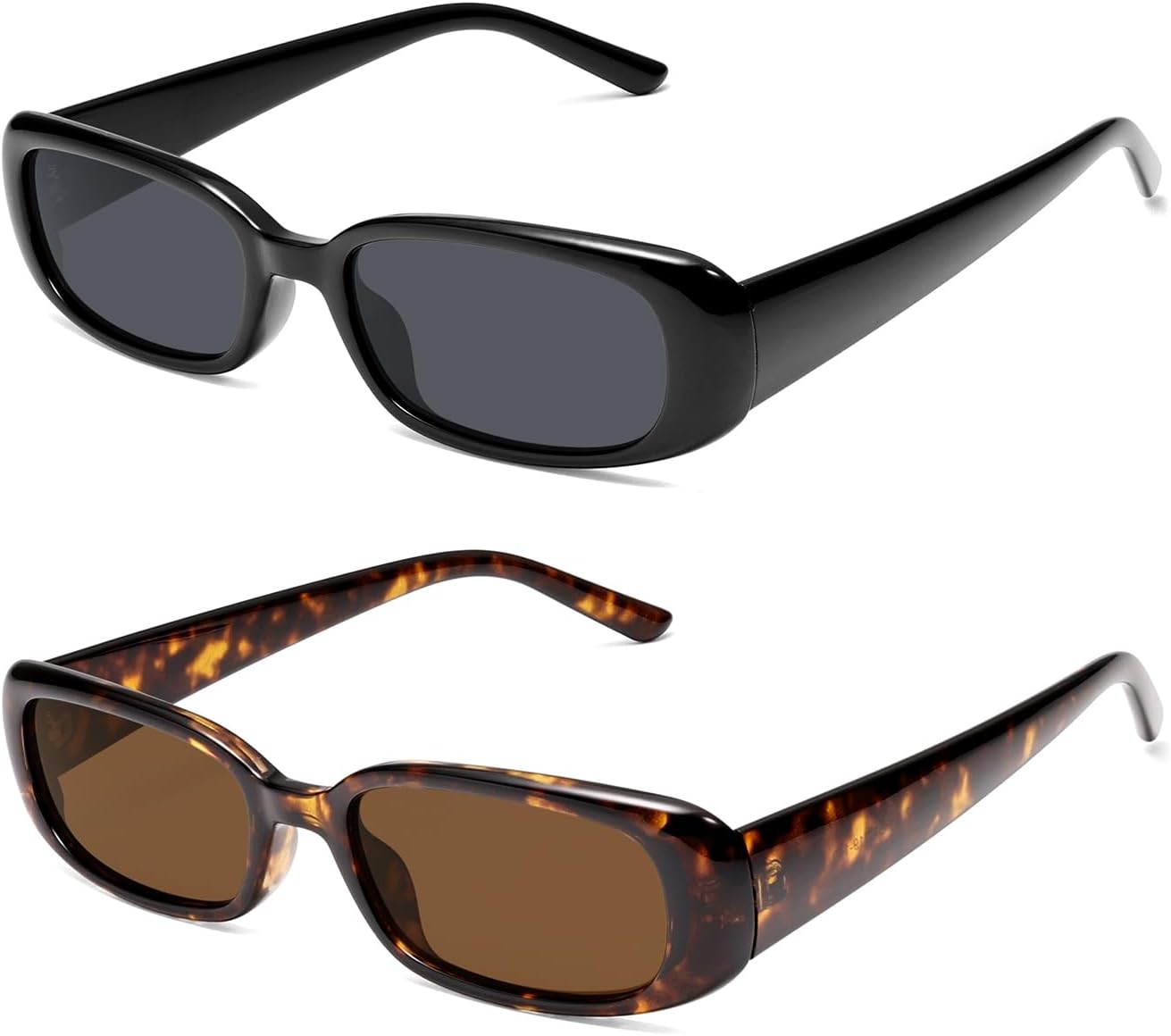 

Прямоугольные ретро-солнцезащитные очки в стиле 90-х, модные, для женщин и мужчин, классические винтажные узкие солнцезащитные очки AR82269 HERJOUR, Black Frame/Black Lens+red Tortoise Frame/Brown Lens