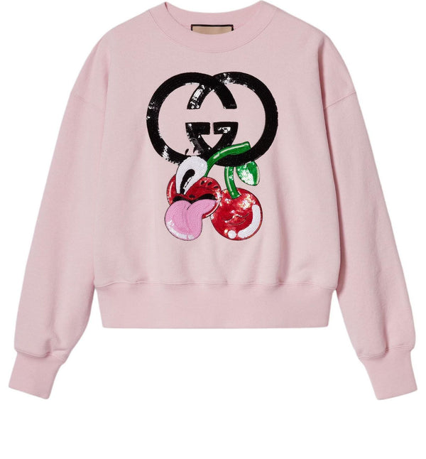 

Свитер cotton jersey sweatshirt with embroidery 'pink' Gucci, розовый