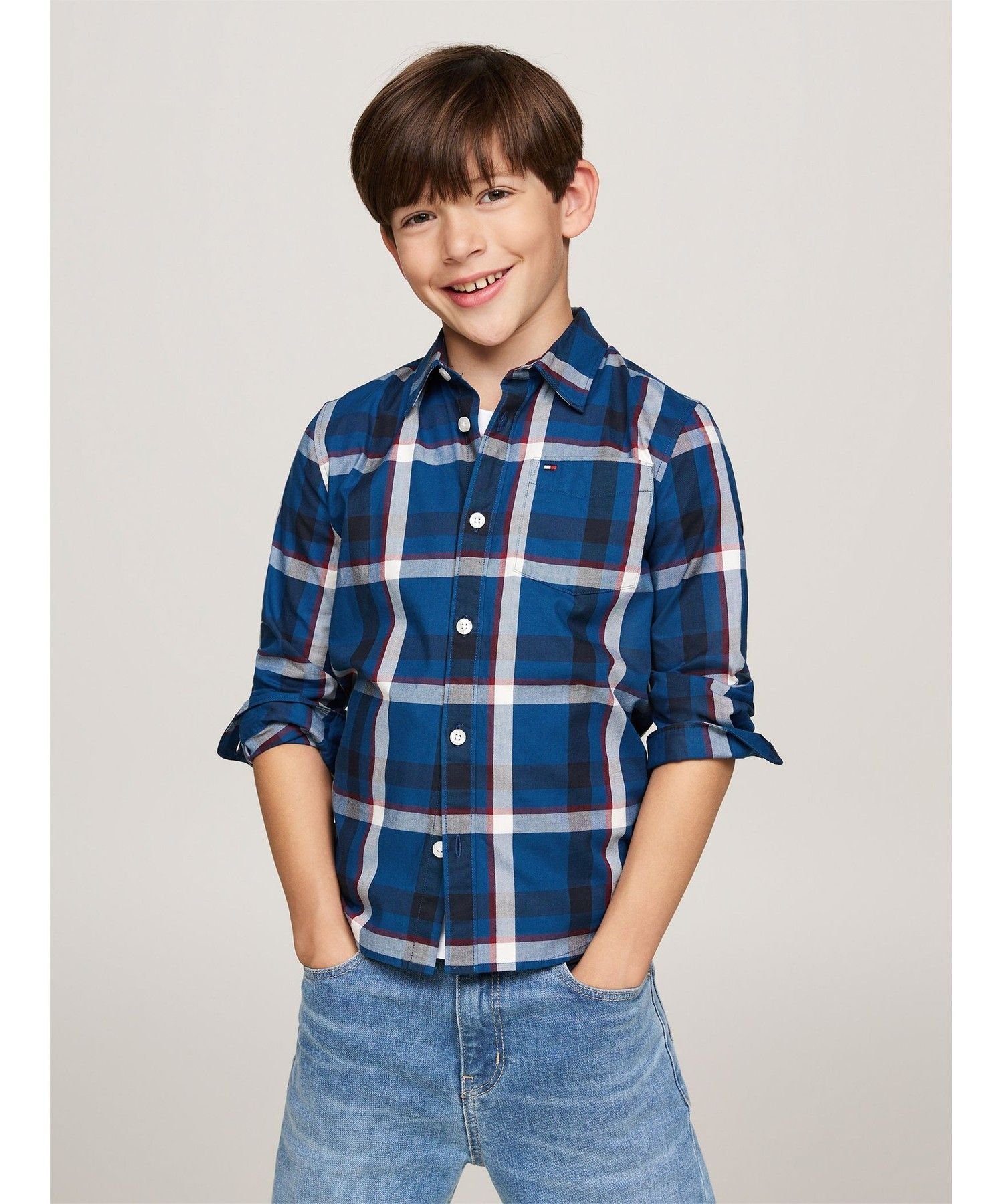 (K) Футболка в клетку "Мальчики Томми Хилфигера" TOMMY HILFIGER, Blue