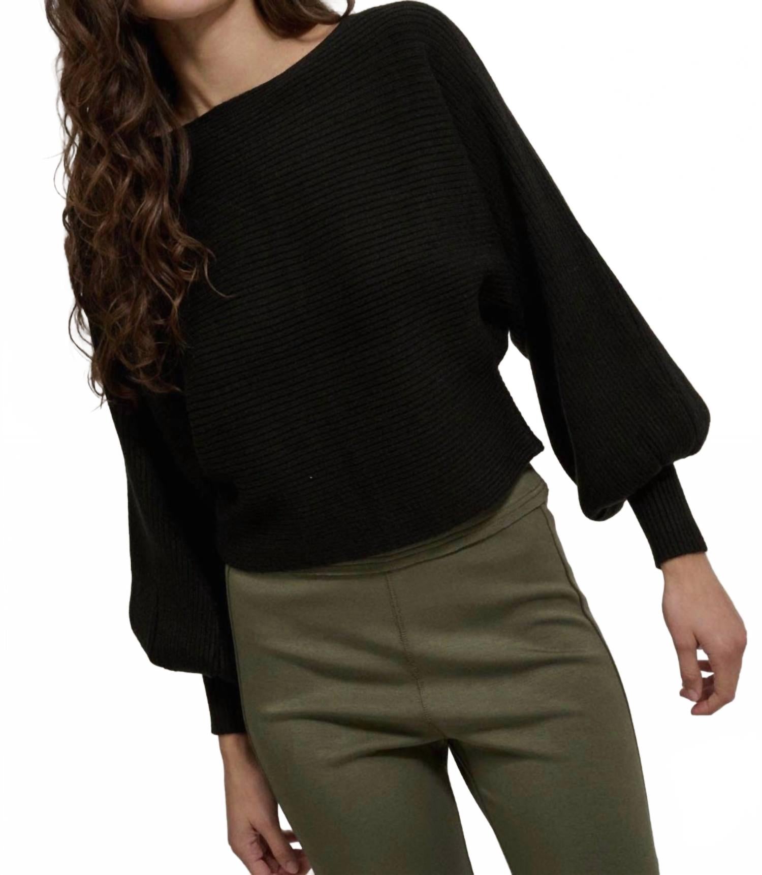 

PROMESA Вязаный свитер Bishop Rib черного цвета