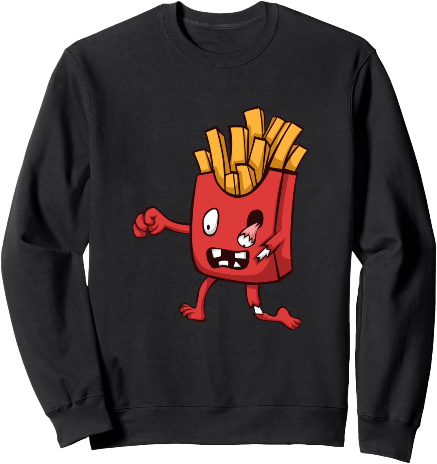 

Картофель фри, фастфуд, жуткая картошка, Хэллоуин, кавайный бег, зомби, толстовка Chips French Fries Creepy Eyes October Junkfood, черный