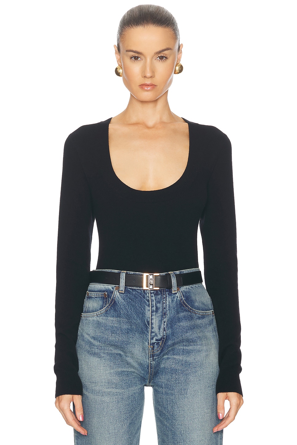 

Свитер с овальным вырезом Saint Laurent, цвет Noir