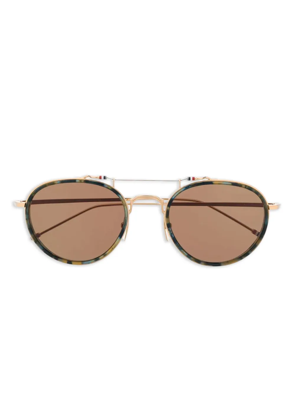 

Солнцезащитные очки в круглой оправе черепаховой расцветки Thom Browne Eyewear, синий