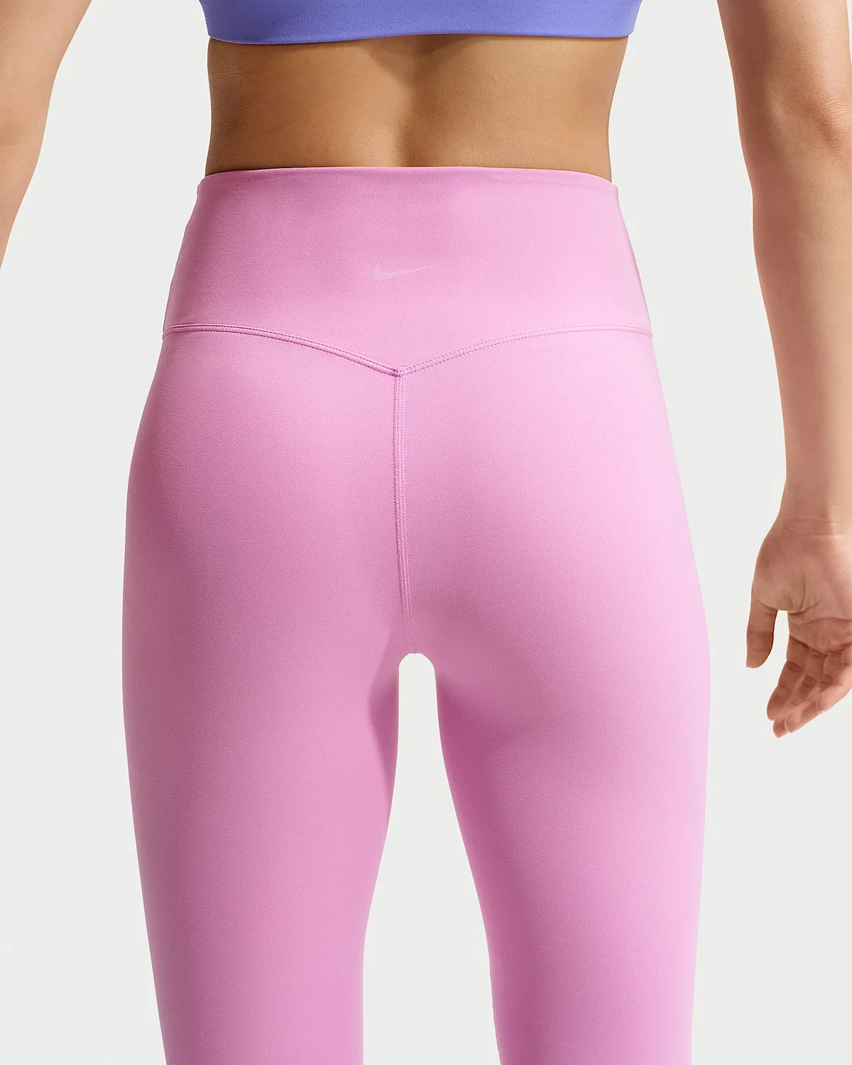 Женские леггинсы Nike Zenvy с высокой талией 7/8, без переднего шва, Light Magenta/White — фото 3