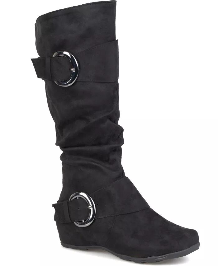Женские сапоги Jester Extra Wide Calf с пряжкой и голенищем средней высоты Journee Collection, черный