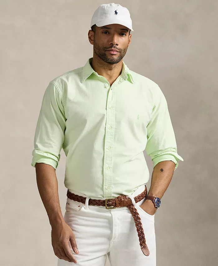 

Мужская рубашка Oxford Big & Tall с минеральной окраской Polo Ralph Lauren, зеленый
