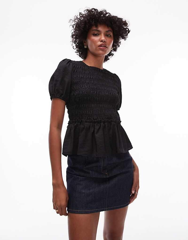 

Topshop – Черный топ со сборками