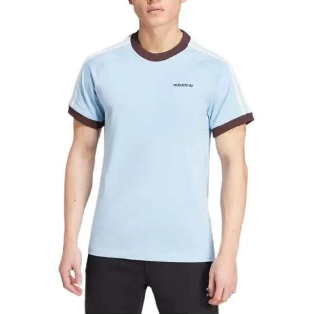 Футболка Adidas Originals 3 Stripes SS24 мужская розово-голубая — фото 4