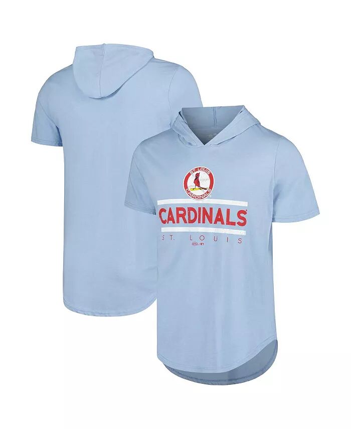 

Мужская светло-синяя футболка с капюшоном St. Louis Cardinals Tri-Blend Majestic