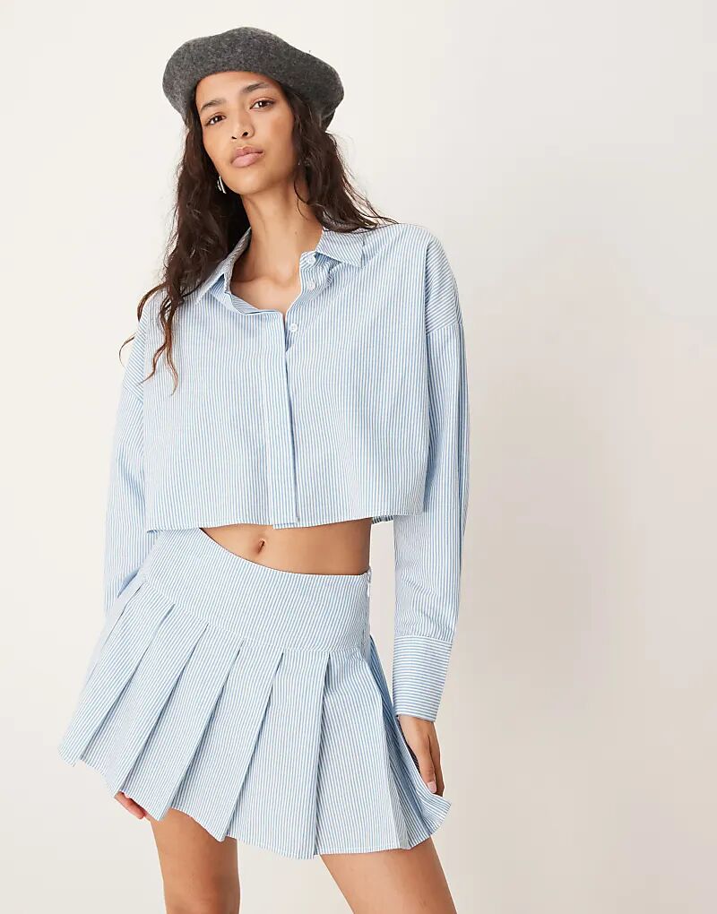 

Укороченная рубашка ASOS DESIGN Ultimate в сине-белую полоску