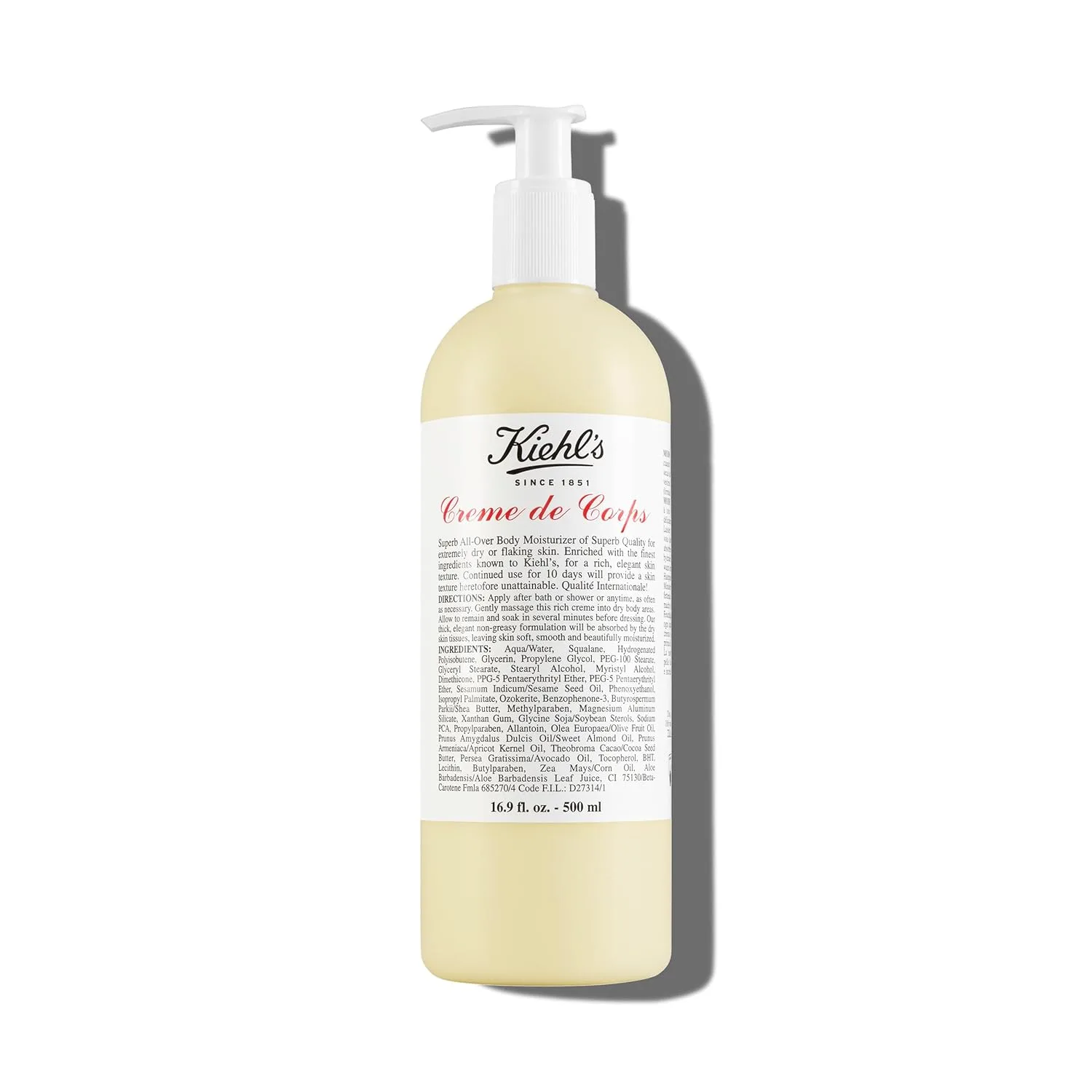 Kiehl's Creme de Corps - насыщенный, роскошный лосьон для тела с маслом какао и маслом ши для быстрого увлажнения, делает кожу мягкой и гладкой, подходит для всех типов кожи. 500 мл