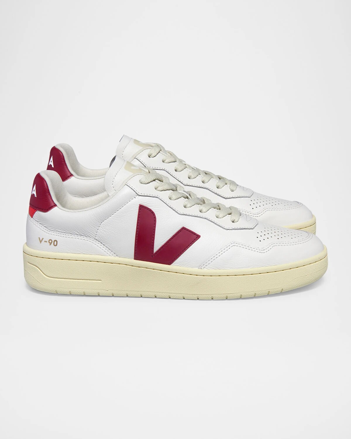 Низкие кеды V 90 с цветными блоками Veja, цвет Extra White Marsala