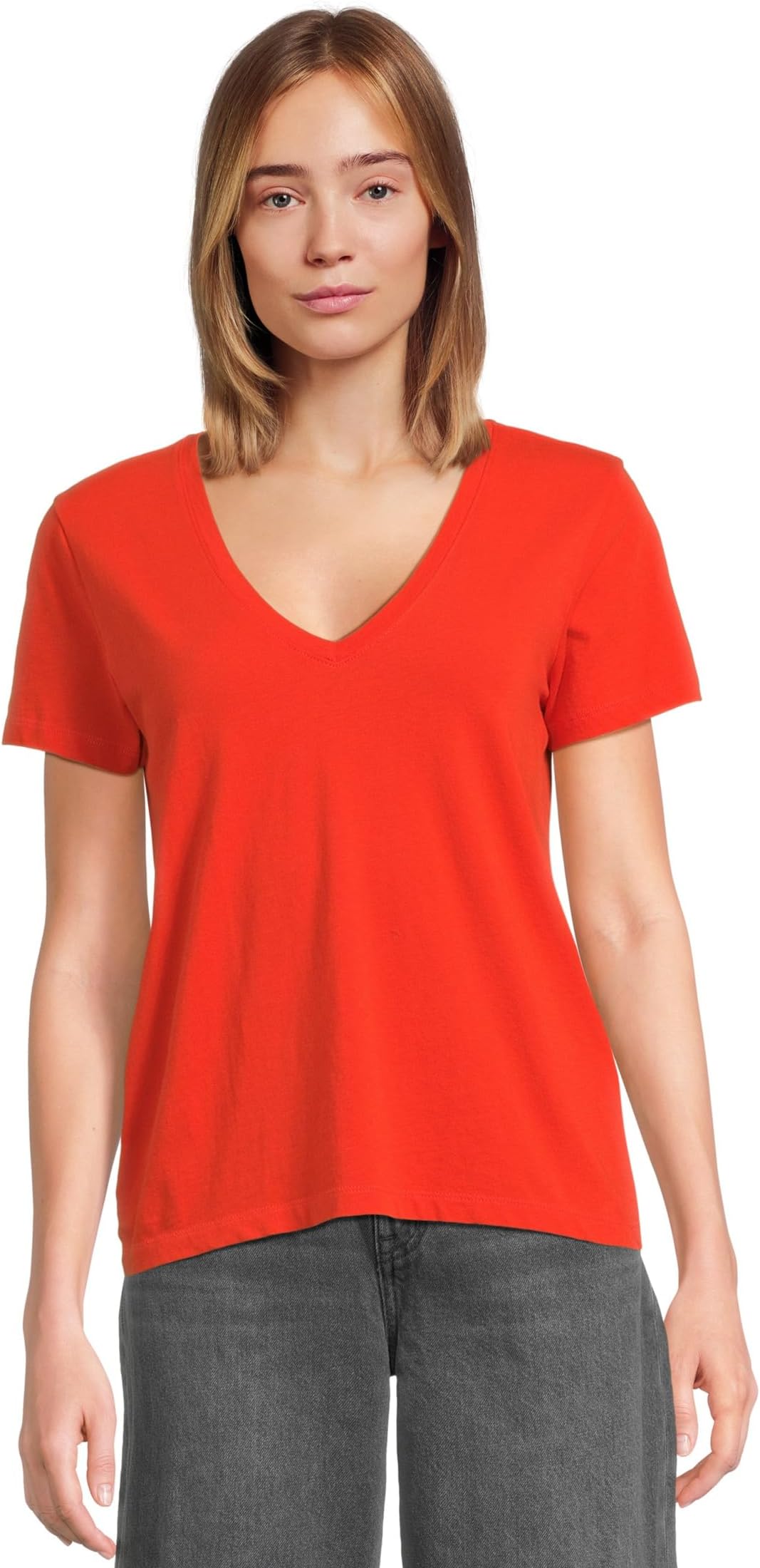 

Футболка Madewell Northside V-Neck Tee, цвет Bright Flame
