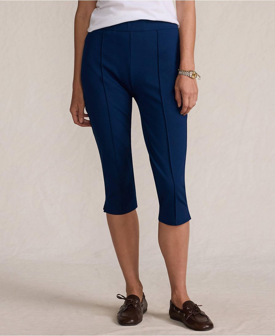

Женские брюки-капри Starfish с высокой посадкой и складками Lands' End, Deep sea navy