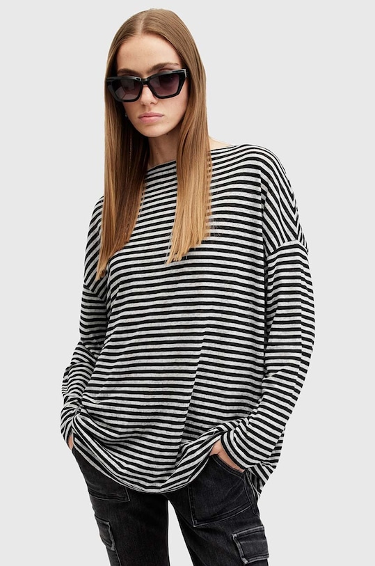 

Блузка Rita stripe tee Allsaints, белый