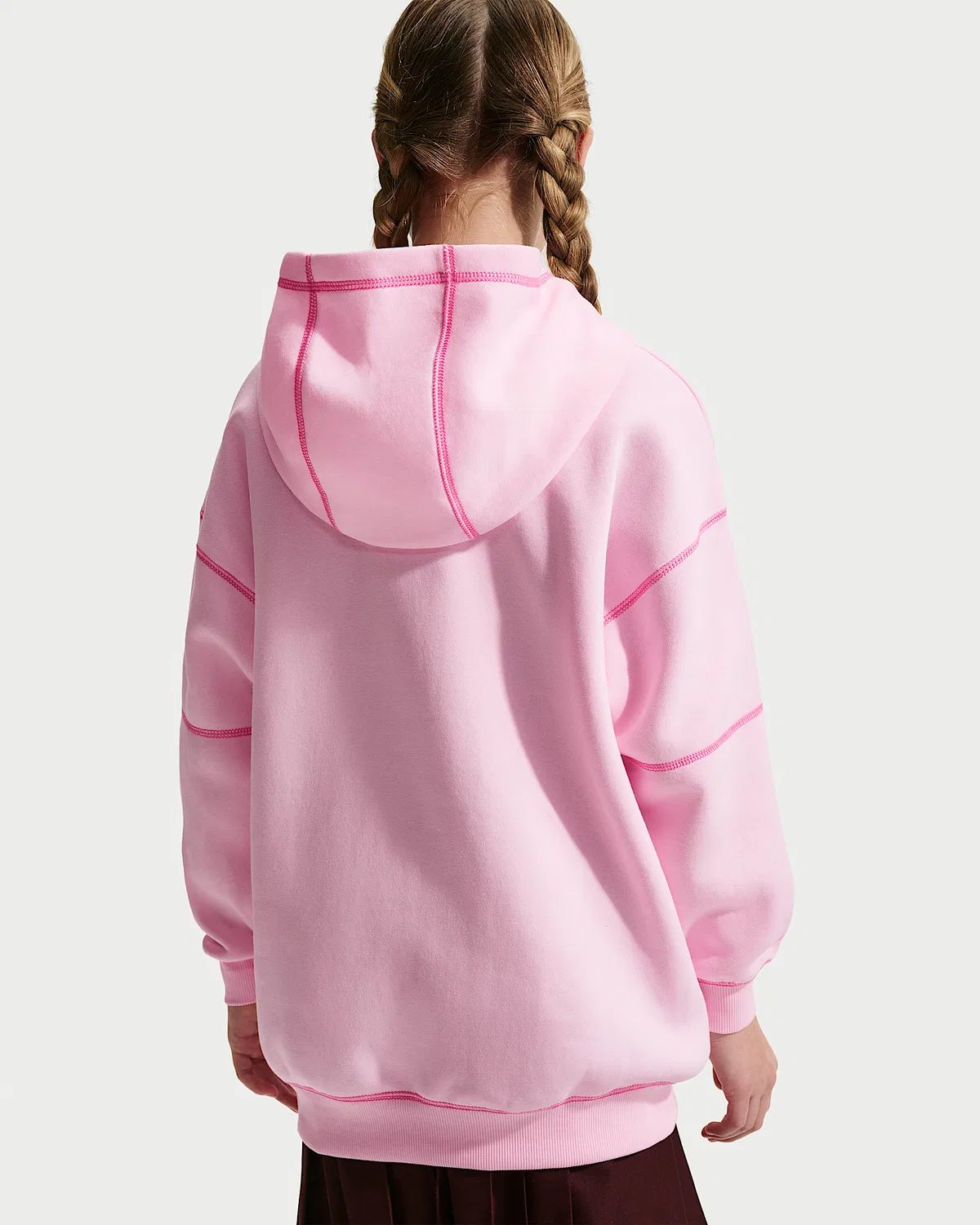Детская (для девочек) оверсайз худи Nike Sportswear Club Fleece, Pink Foam/Playful Pink — фото 2