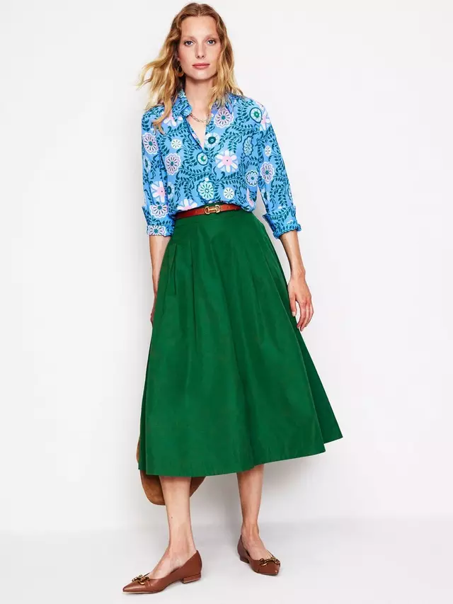 

Юбка Boden Isabella Taffeta Midi, цвет pine
