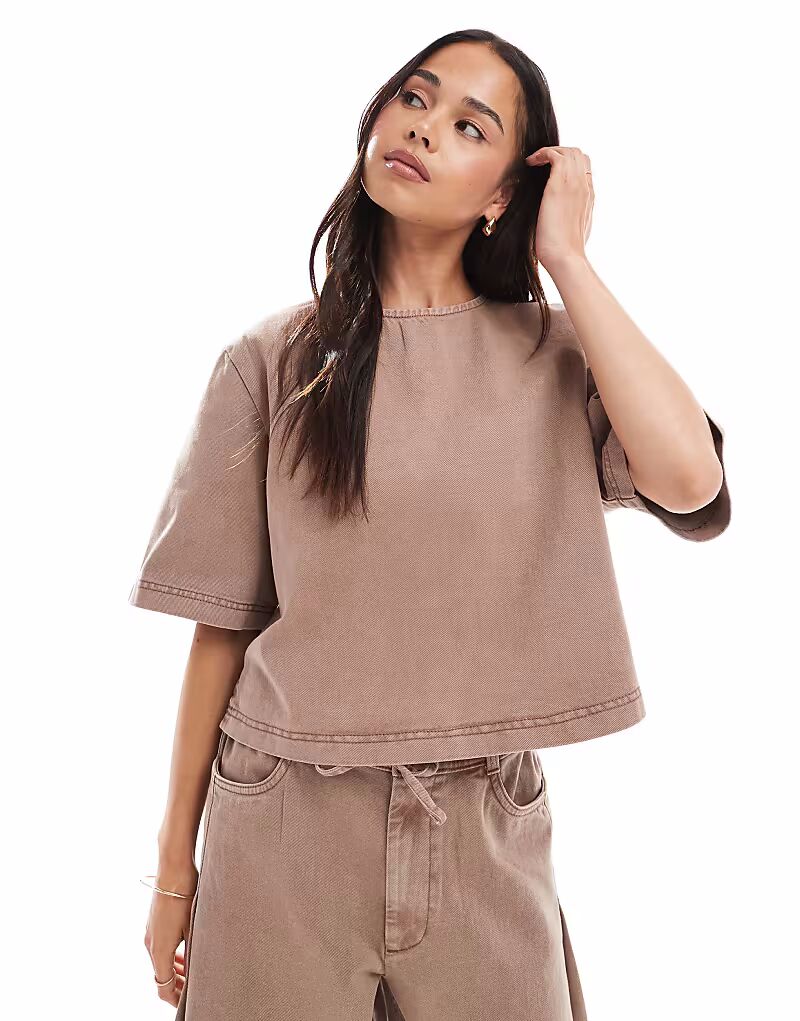 

Футболка из стираной норки Asos Design, серо-коричневый