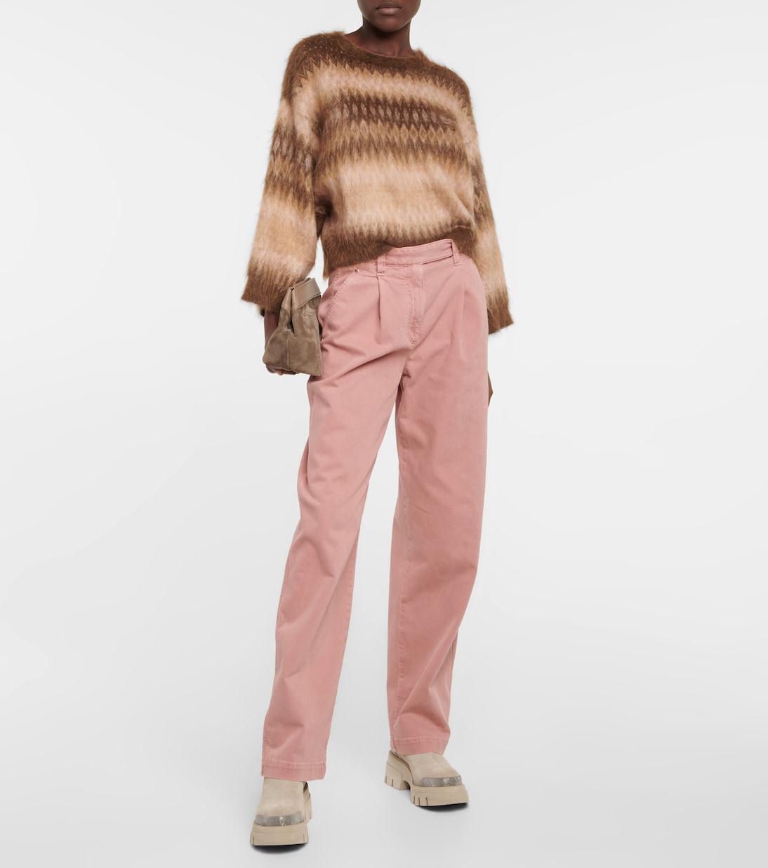 Прямые джинсы с высокой талией Brunello Cucinelli, Pink Coral — фото 2