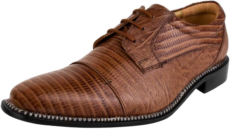 

Мужские туфли LIBERTYZENO Oxfords из натуральной кожи с простым и ящеричным принтом для взрослых на шнуровке, для Рождества, коричневый