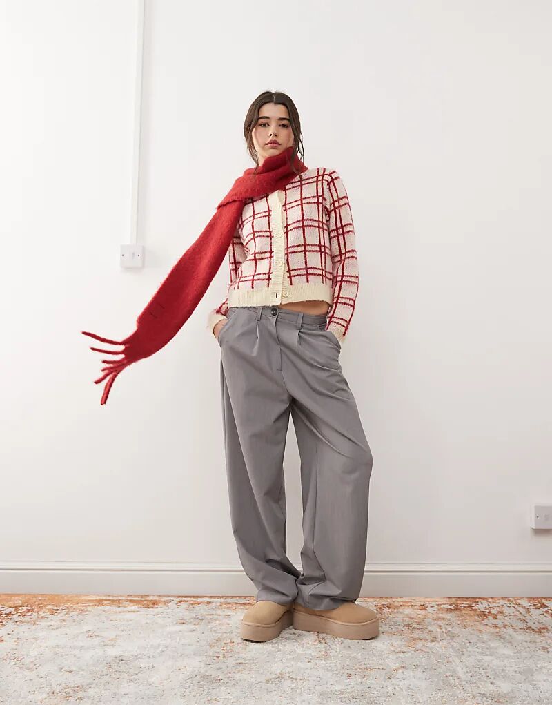 

Брюки широкого кроя серого цвета Miss Selfridge