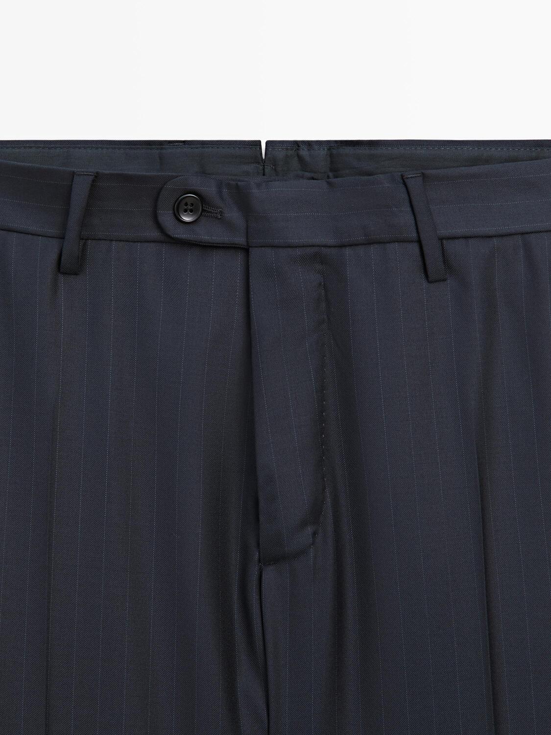 Шерстяные костюмные брюки Massimo Dutti, navy blue — фото 4