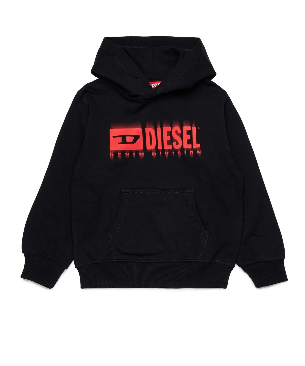 Худи-парка Diesel Kids & Junior с логотипом, хлопок, чёрный с красным