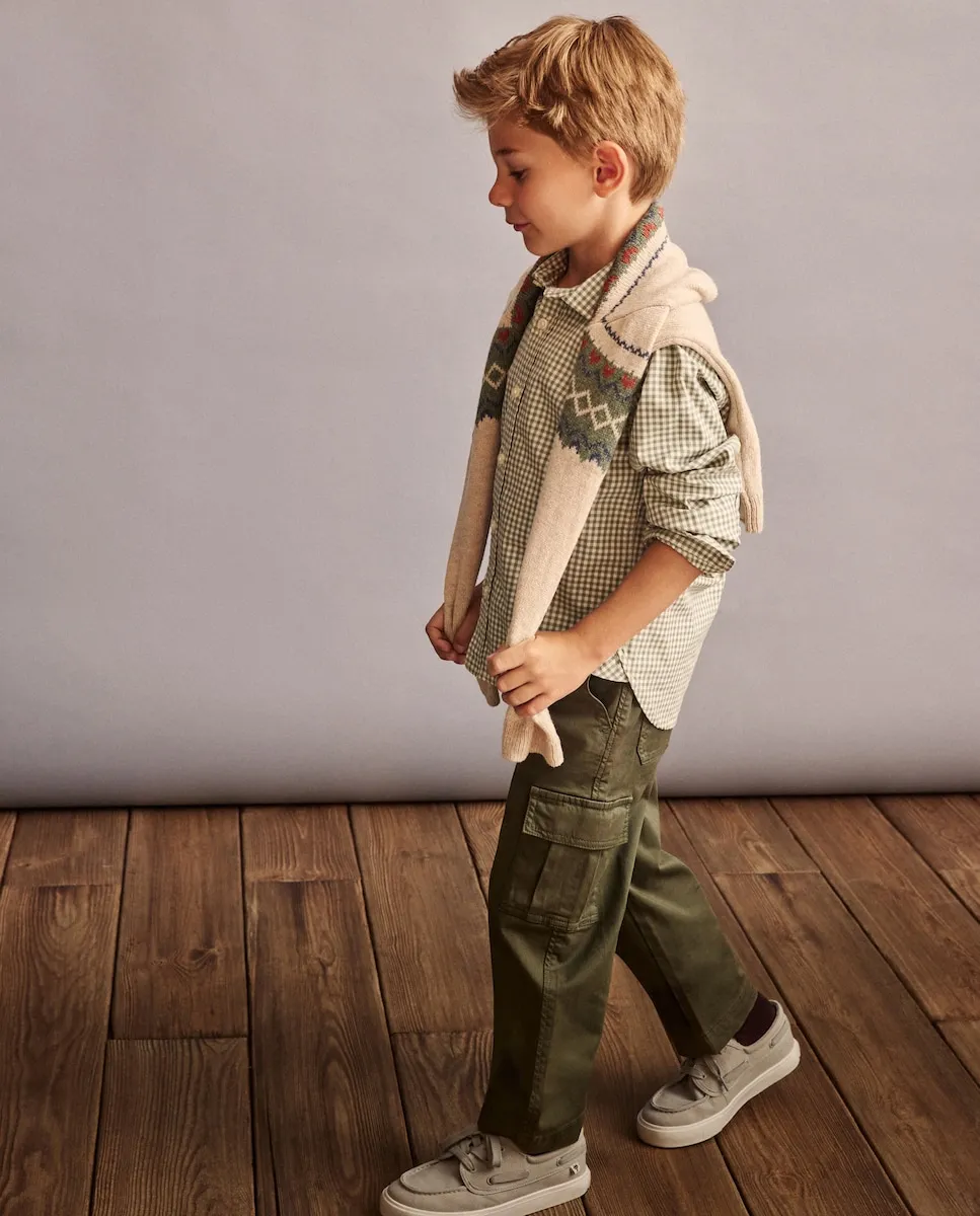 

Детские брюки карго из саржевой ткани Coconut El Corte Inglés, хаки