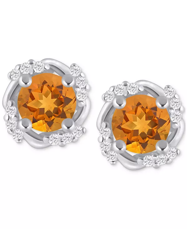 

Серьги-Гвоздики 1/3 дюйма в оправе из драгоценных камней и бриллиантов из 14-каратного желтого золота (также из 14-каратного белого золота) Macy'S, citrine