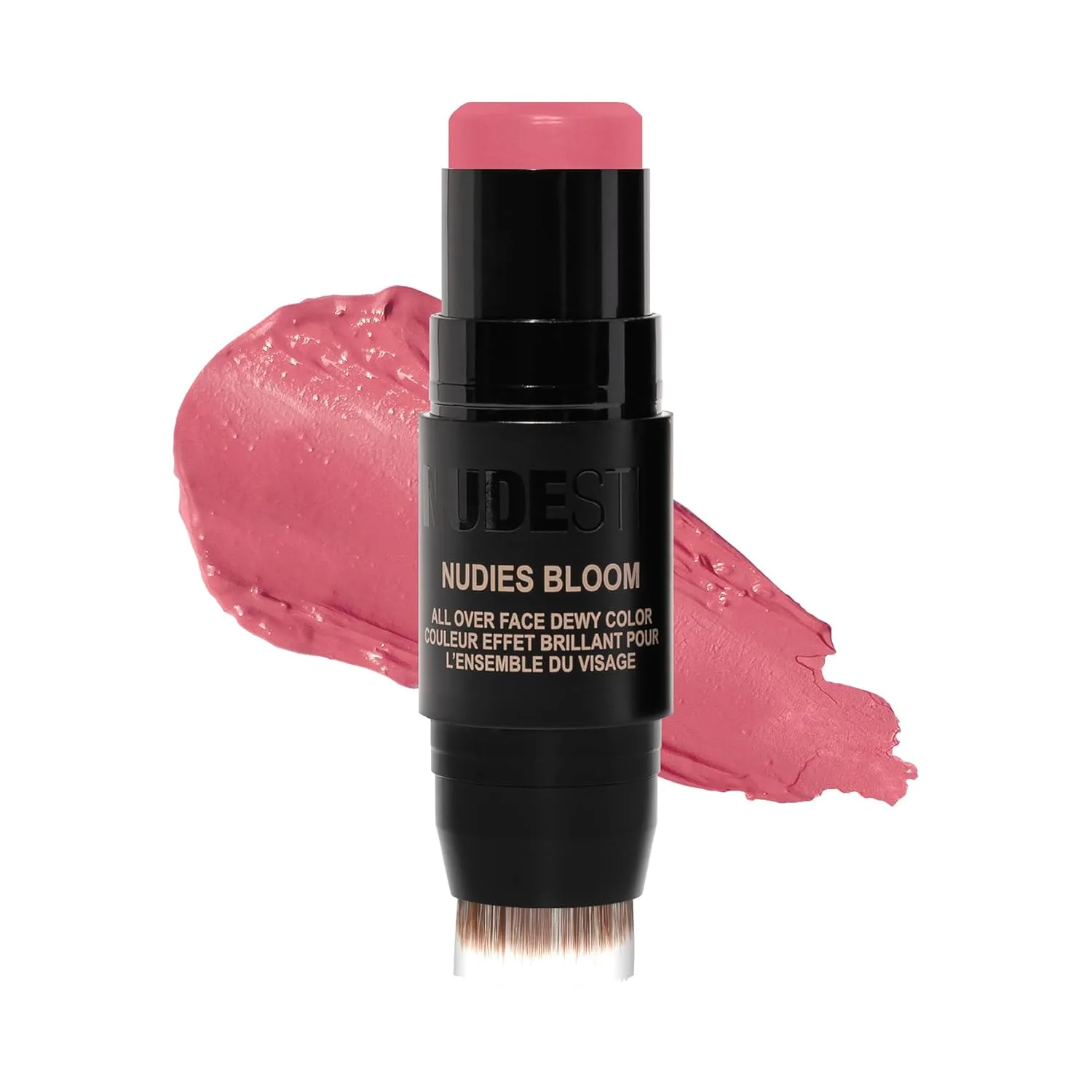 Nudestix Nudies Bloom All Over Dewy Color - 3-в-1 кремовая палочка для щек, глаз и губ со встроенной кистью, Bohemian Rose