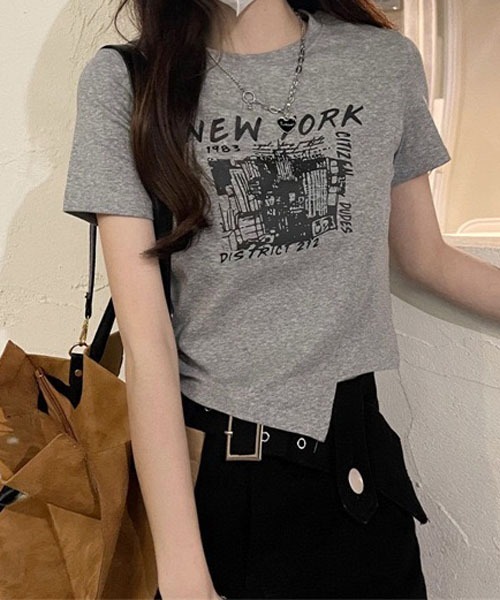 

Gossip！ロサンゼルス Футболка укороченная с принтом, Gossip, серый