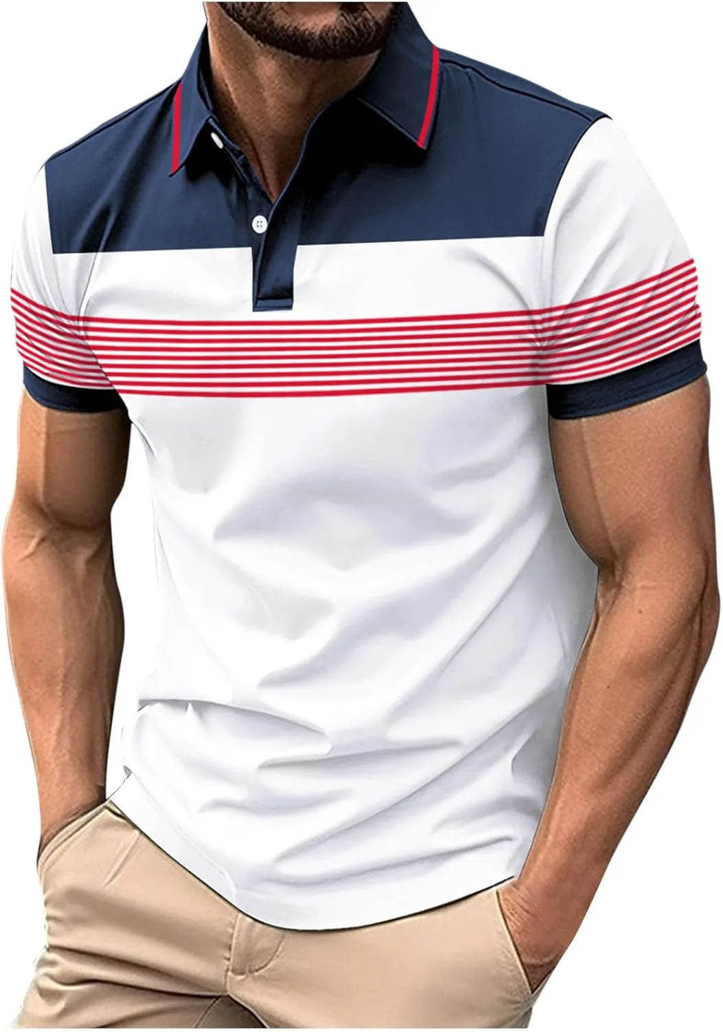 

Мужская поло с коротким рукавом в полоску, легкая