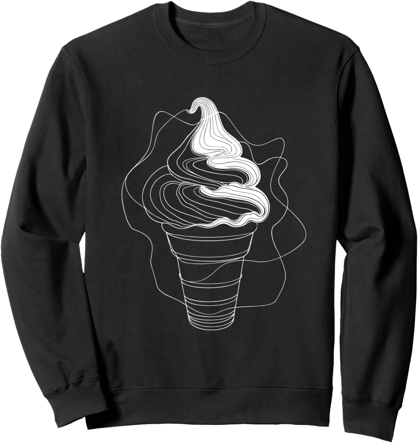 

Стаканчик с мороженым, рисунок десерта «санде» одной линией, толстовка Funny Gelato T-Shirts And Giveaways, черный