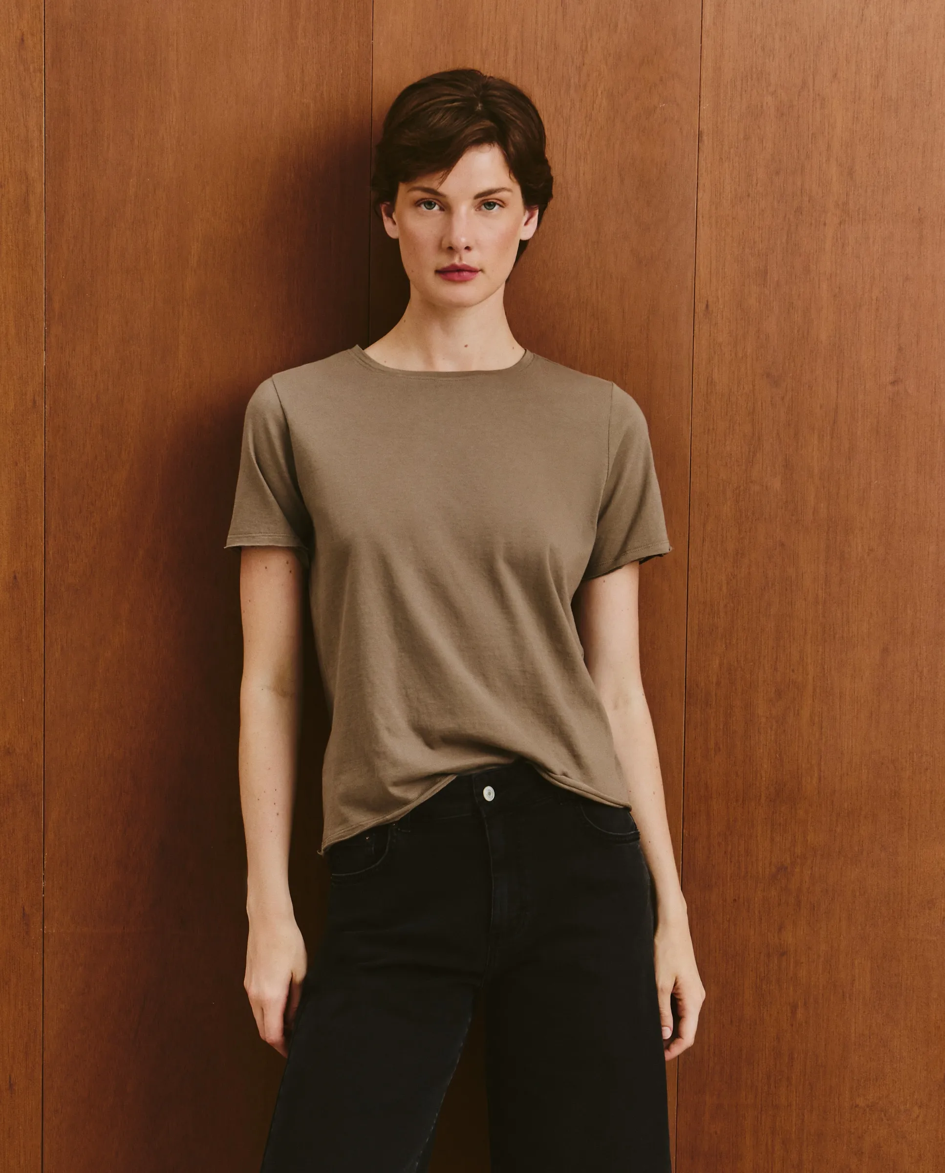 

Женская футболка с коротким рукавом базовая Southern Cotton, хаки