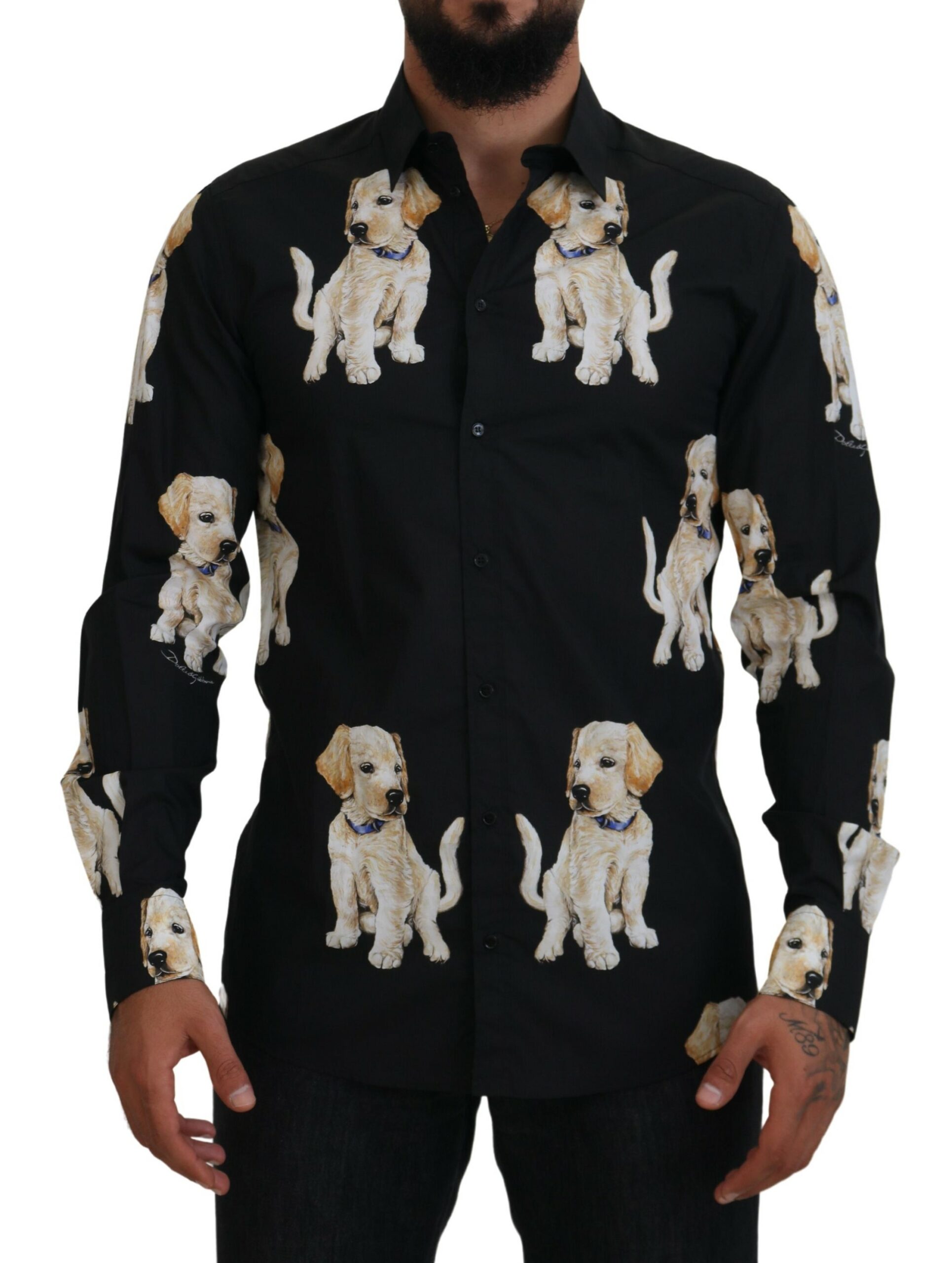 

Элегантная повседневная рубашка с принтом Black Dog Dolce & Gabbana, черный