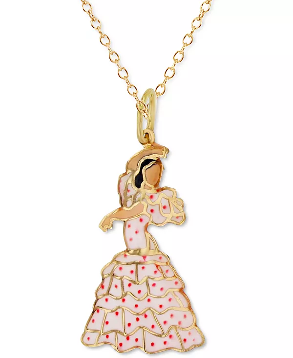 

Ожерелье с эмалированной подвеской в виде танцовщицы фламенко 18 дюймов из 14-каратного золота Macy'S, gold