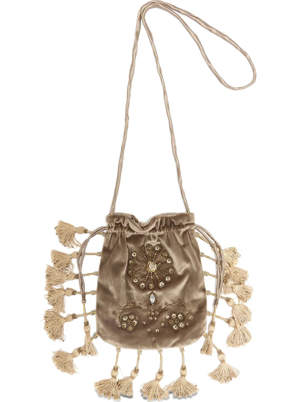 

Драгоценный бархатный клатч с бусинами Maliparmi, нейтральный