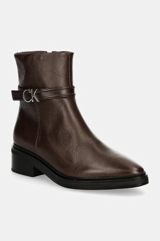 

HEEL ANKLE BOOT 30 W/HW LTH кожаные ботильоны Calvin Klein, коричневый