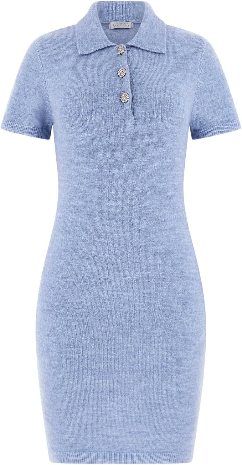 

Женское платье-свитер Eco Short Sleeve Polo Ophelia GUESS, Soft Light Blue Heather
