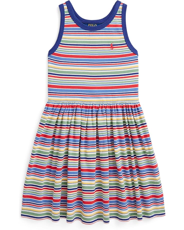 

Платье Polo Ralph Lauren Kids Striped Cotton Jersey Dress, цвет Multi Stripe/Post Red