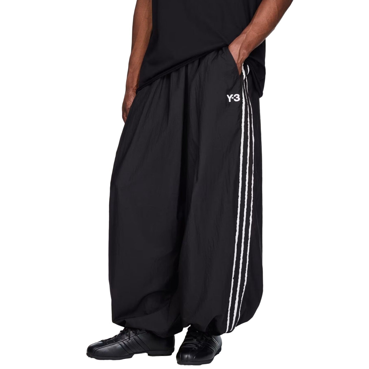 Брюки Adidas Y-3 Raw Edge 3 Stripes Wide Pants 'Black' — фото 4