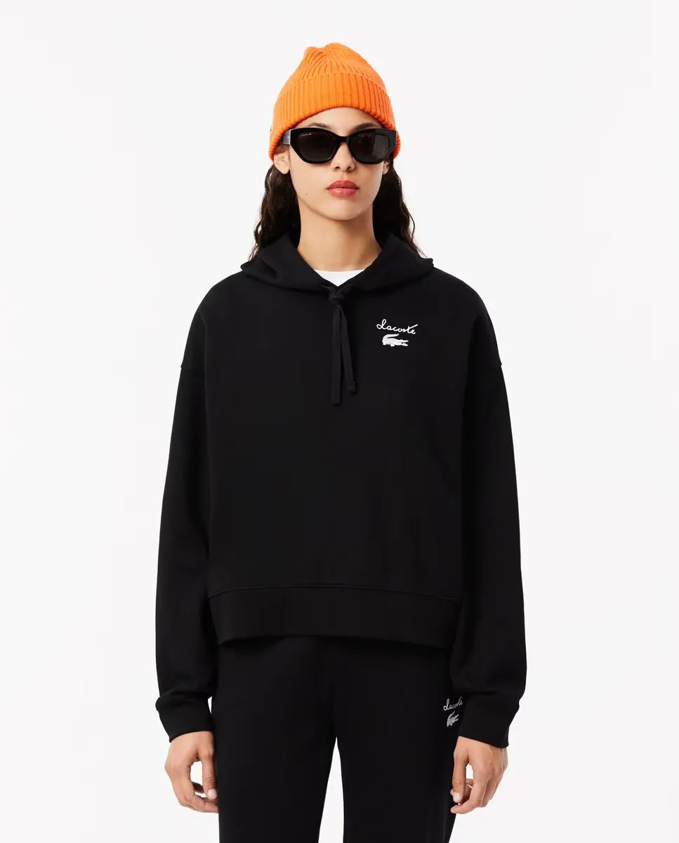 

Женская худи из флиса с логотипом Lacoste, черный