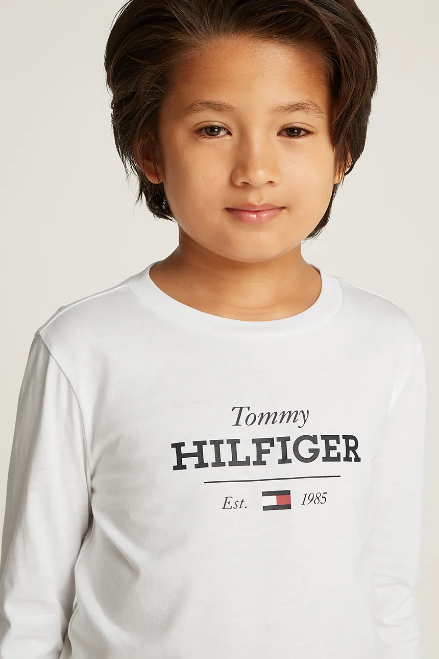

Хлопковая футболка с длинными рукавами для мальчиков и девочек Tommy Hilfiger, белый