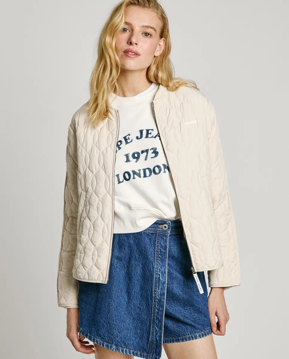 

Женская стеганая куртка с застежкой-молнией Pepe Jeans, кремовый