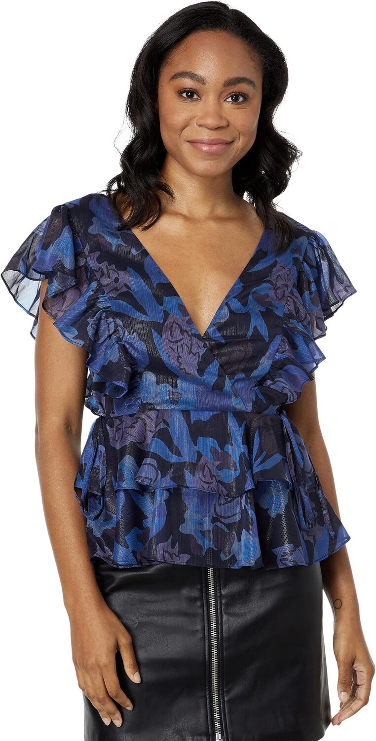 

Топ Ted Baker Rowyn Frill Detail Top with Tie Detail, цвет Dark/Navy