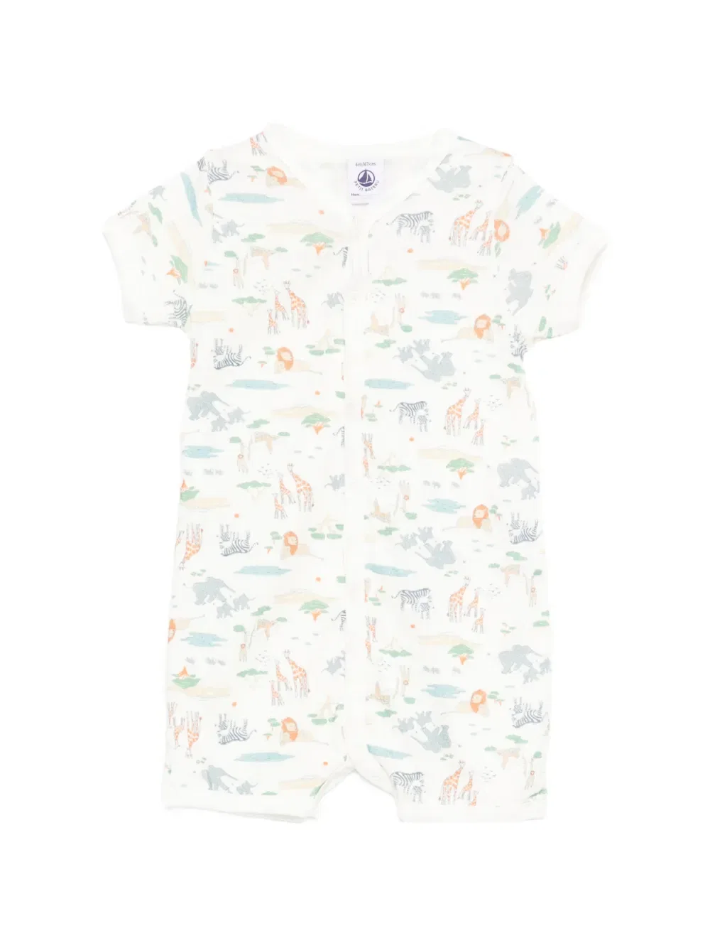 Комбинезон с животным принтом Petit Bateau, белый