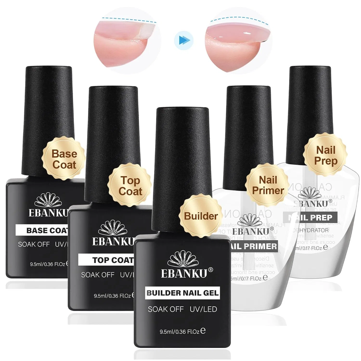 Набор EBANKU для наращивания гелевых ногтей Ebanku, 5-Piece Builder Gel Set